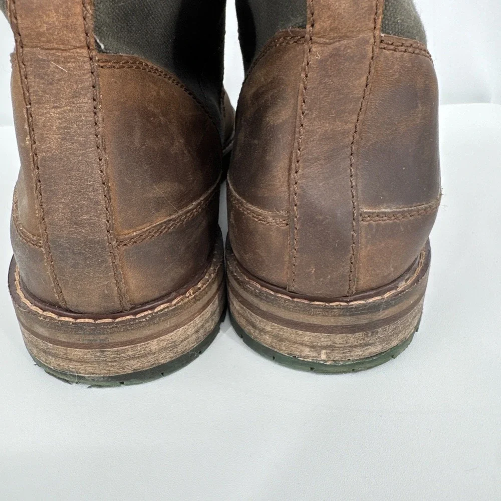 Barbour Mens Size 10 Chucka Boots Leather Canvas Tartan Brown Green Lace Up